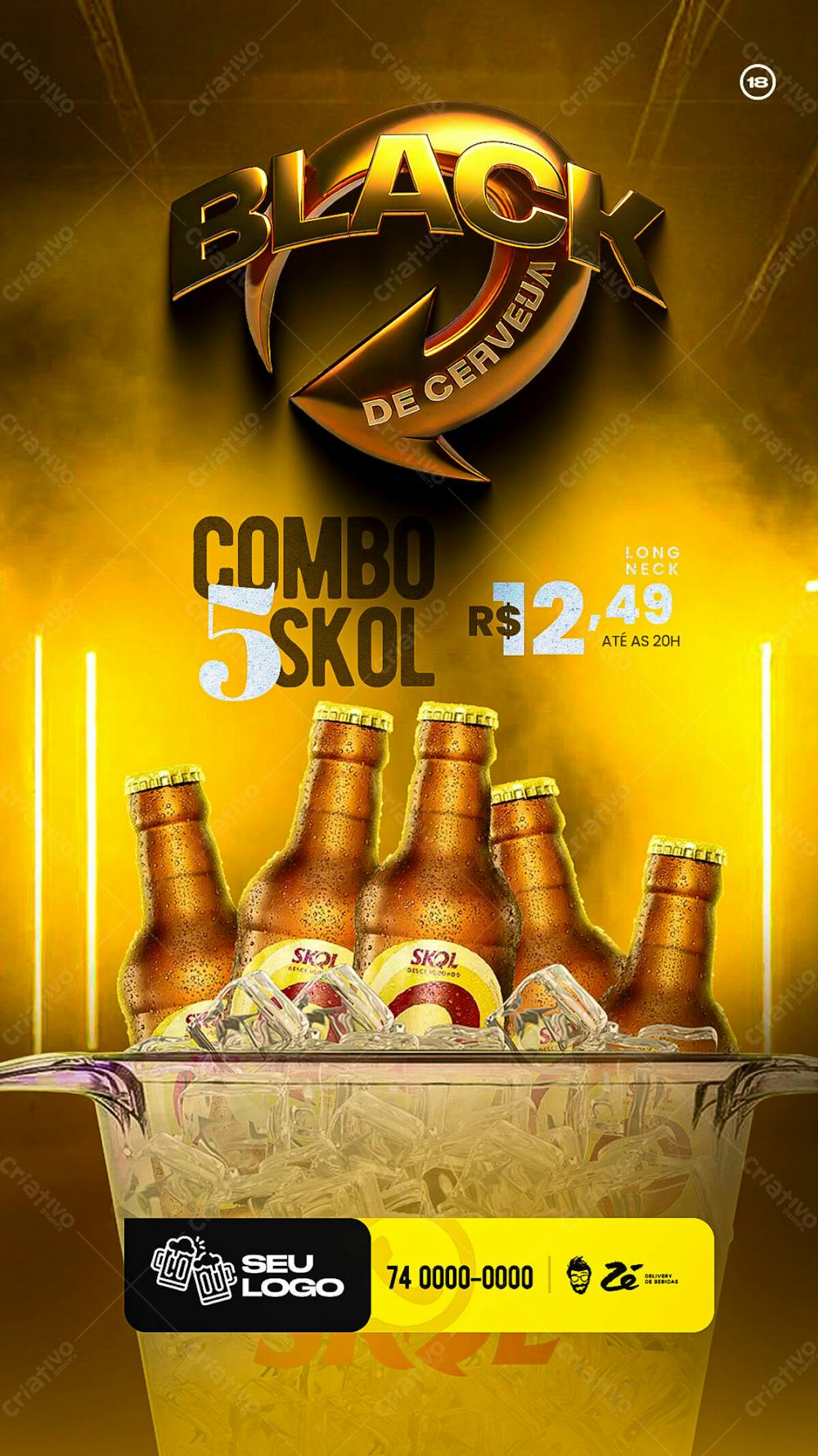 Social Media Black Friday Distribuidora De Cerveja Skol Story Psd Editável