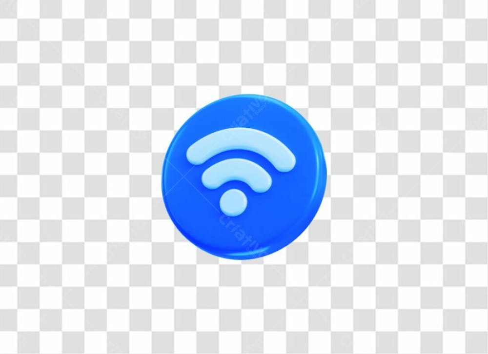 Ícone Wifi Com Ícone De Botão Ilustração Vetorial De Renderização 3D Azul