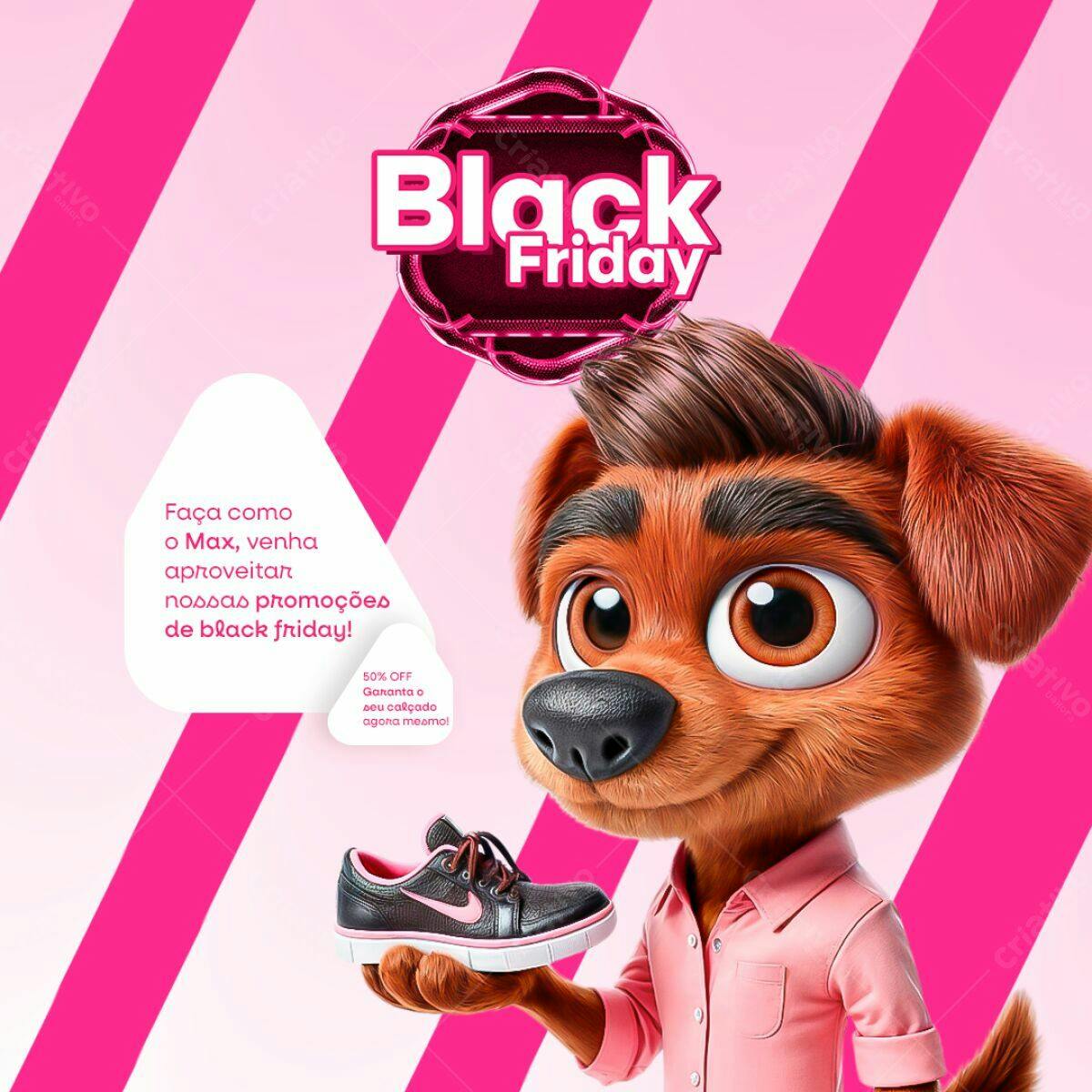 Flyer Black Friday com Cachorro 3D PSD Editável