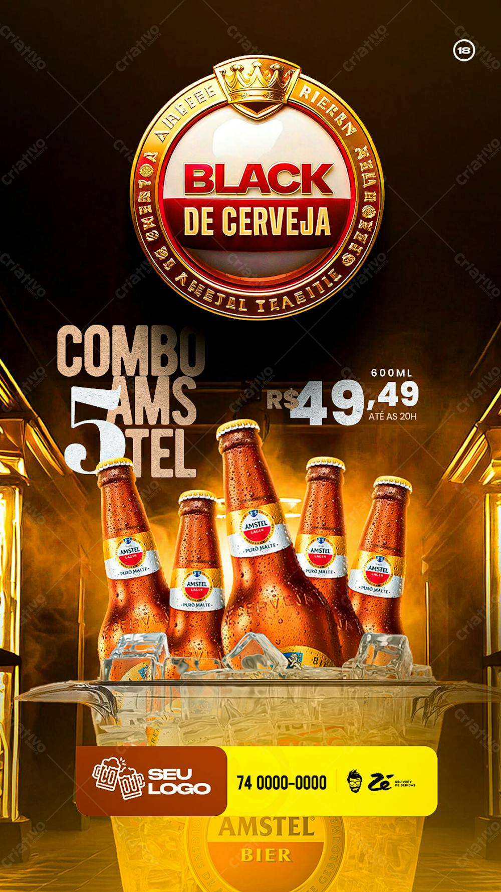 Social Media Black Friday Distribuidora De Cerveja Amstel Story Psd Editável