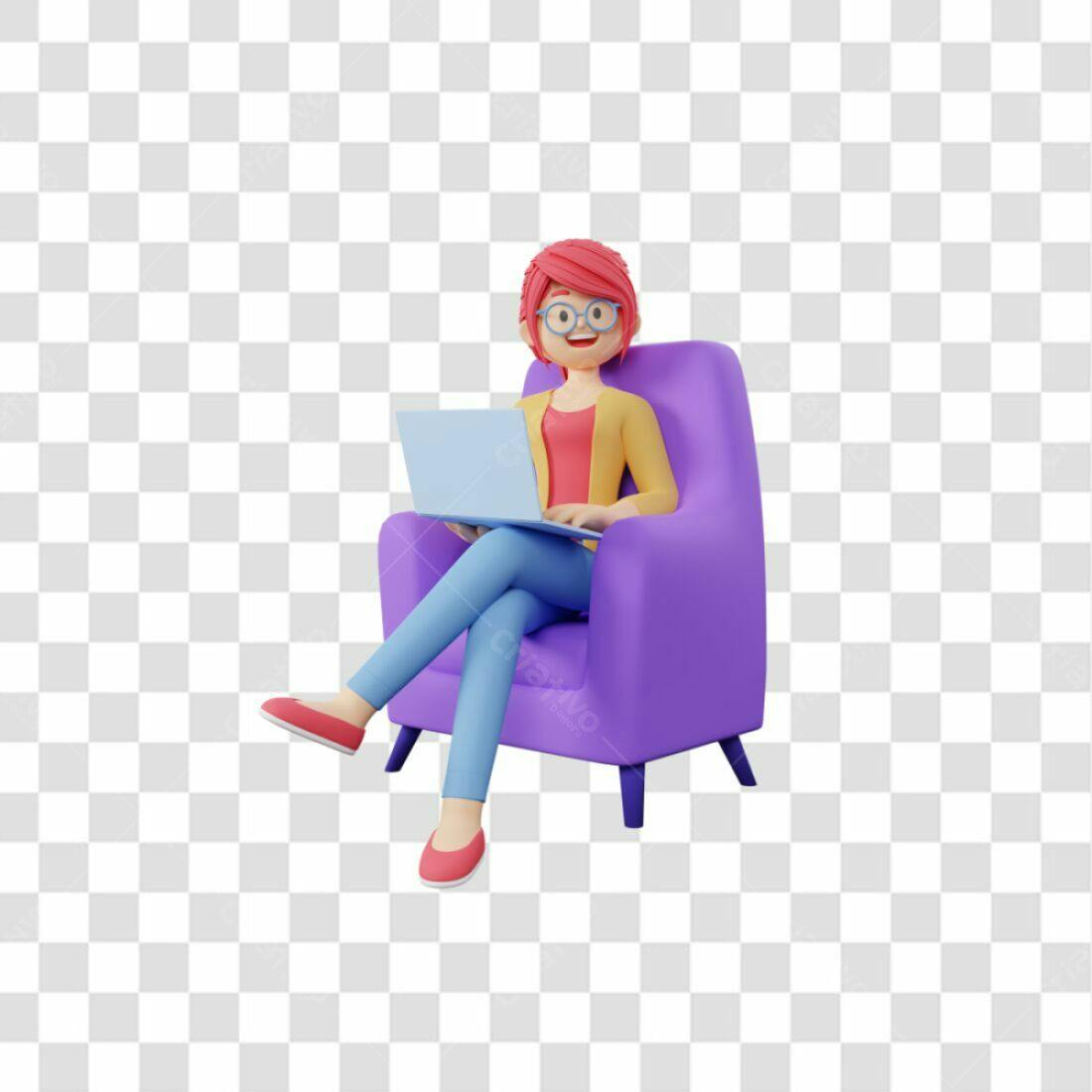 Icone Mulher Trabalhando Notebook PNG com fundo transparente