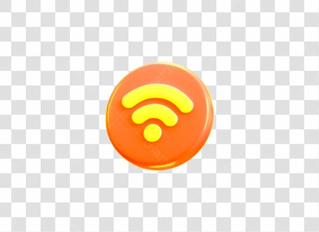 Icone Wifi 3D Laranja e Amarelo PNG com fundo transparente