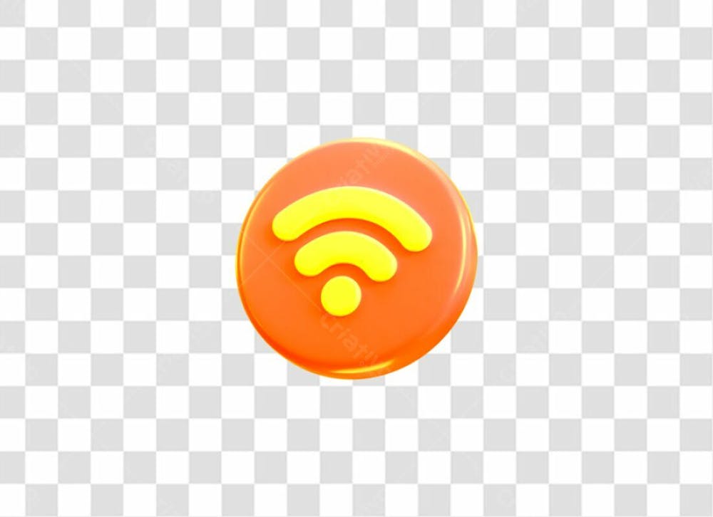 Ícone Wifi Com Ícone De Botão Ilustração Vetorial De Renderização 3D Laranja