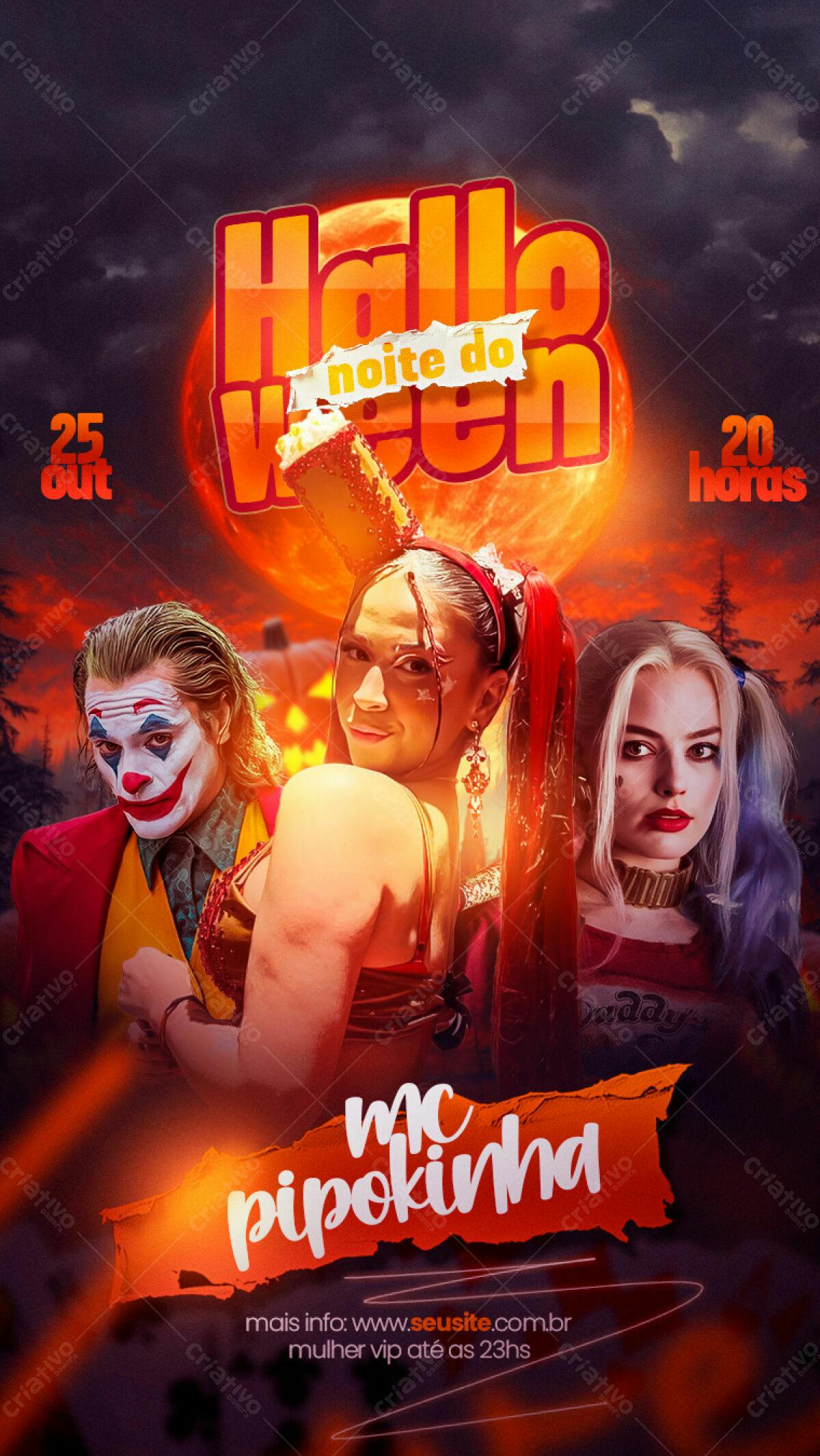 Flyer Festa Halloween com MC Pipokinha PSD Editável