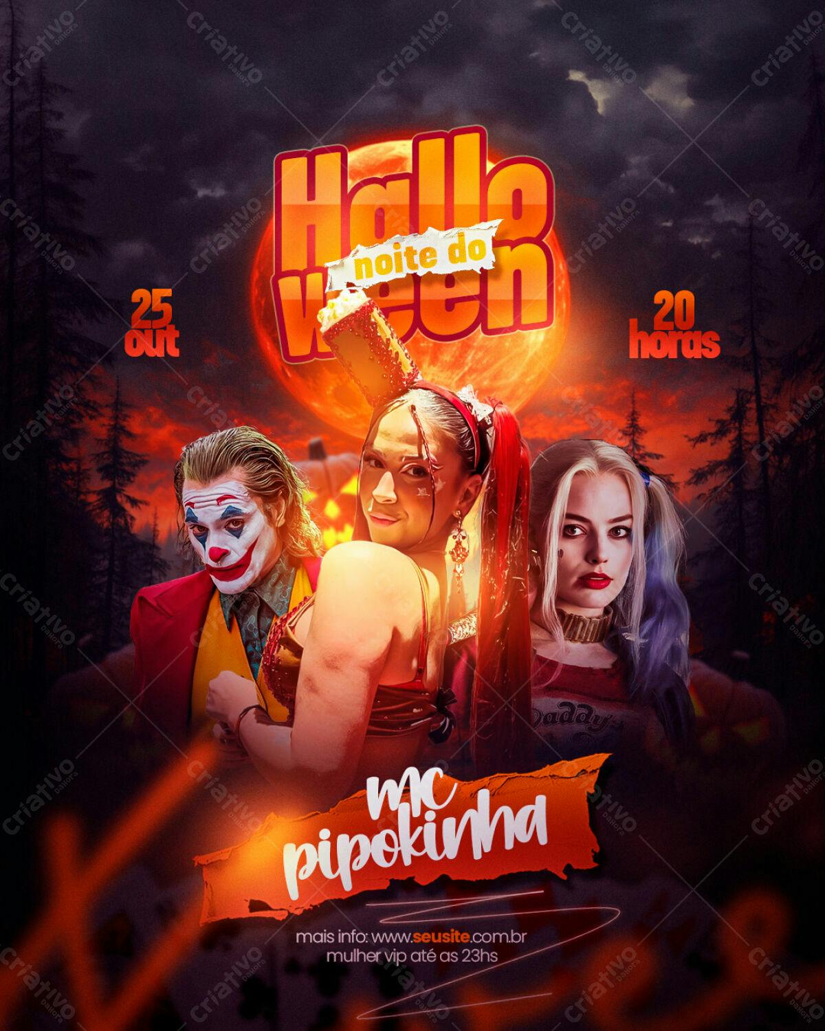Flyer Festa Halloween com MC Pipokinha PSD Editável
