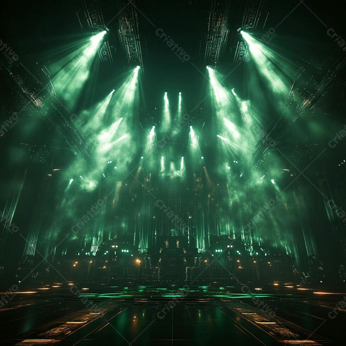 Palco com iluminação verde futurista