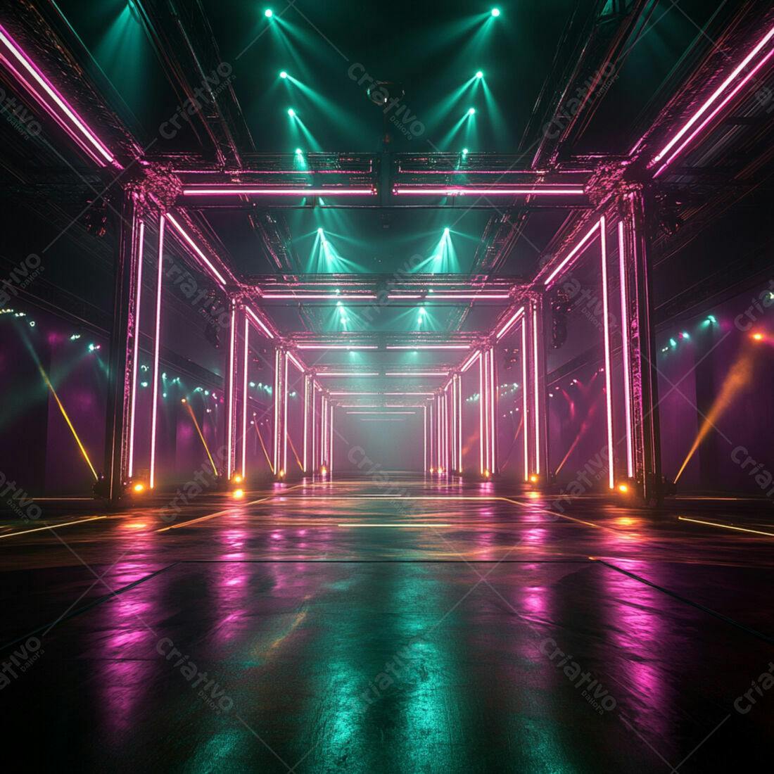 Corredor Neon Rosa e Verde