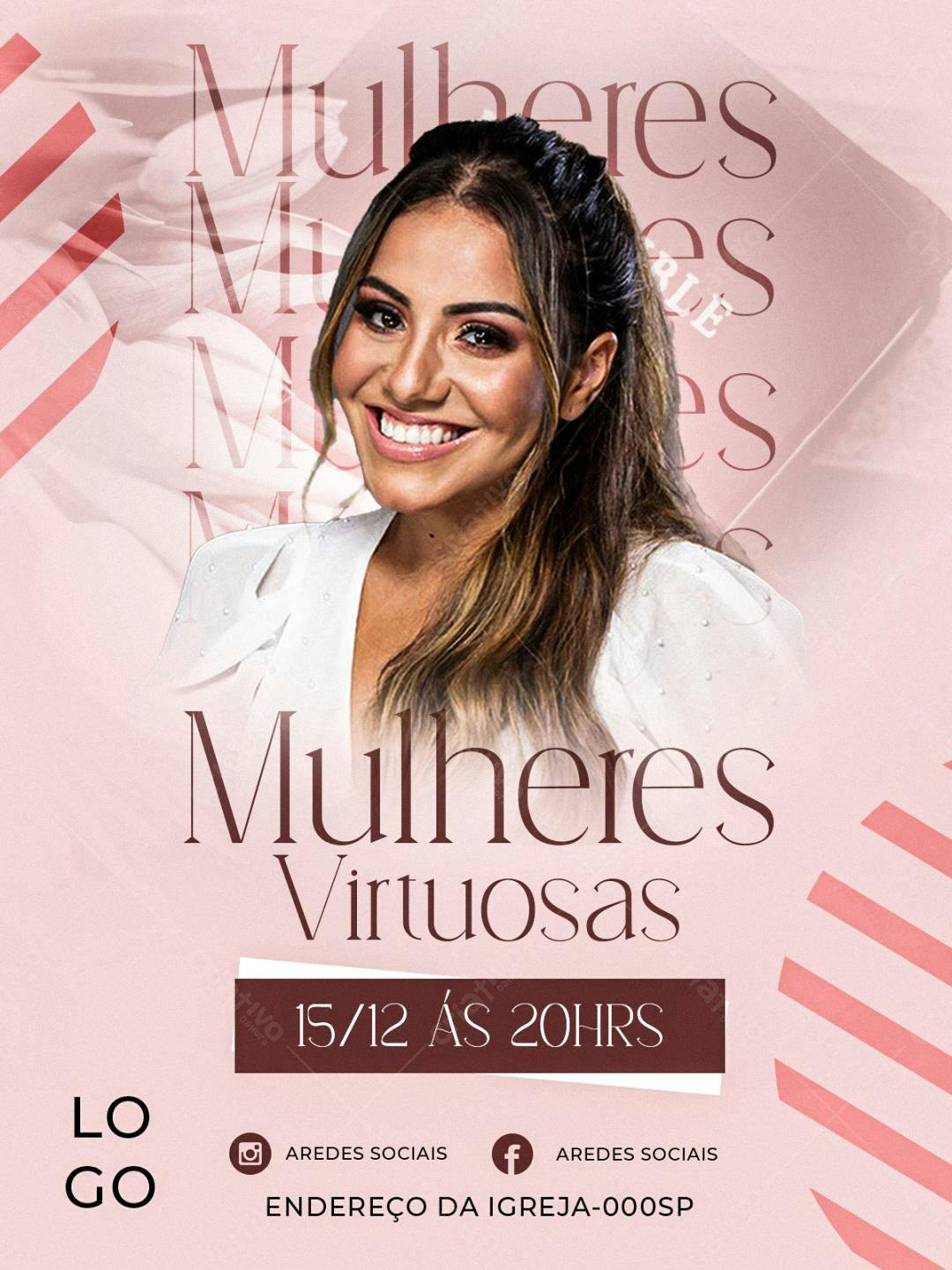 Flyer para Evento Mulheres Virtuosas PSD Editável