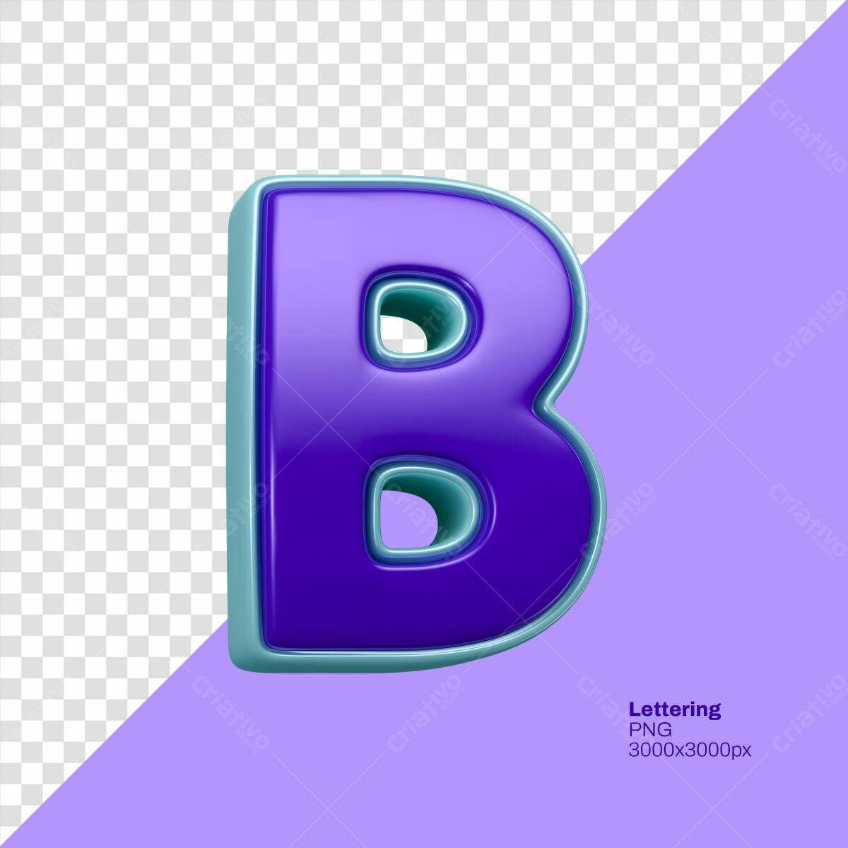 Letra B 3D em PSD Editável
