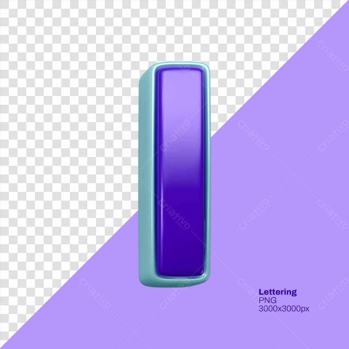 Letras 3D em tons Roxo e Azul Claro PSD Editável