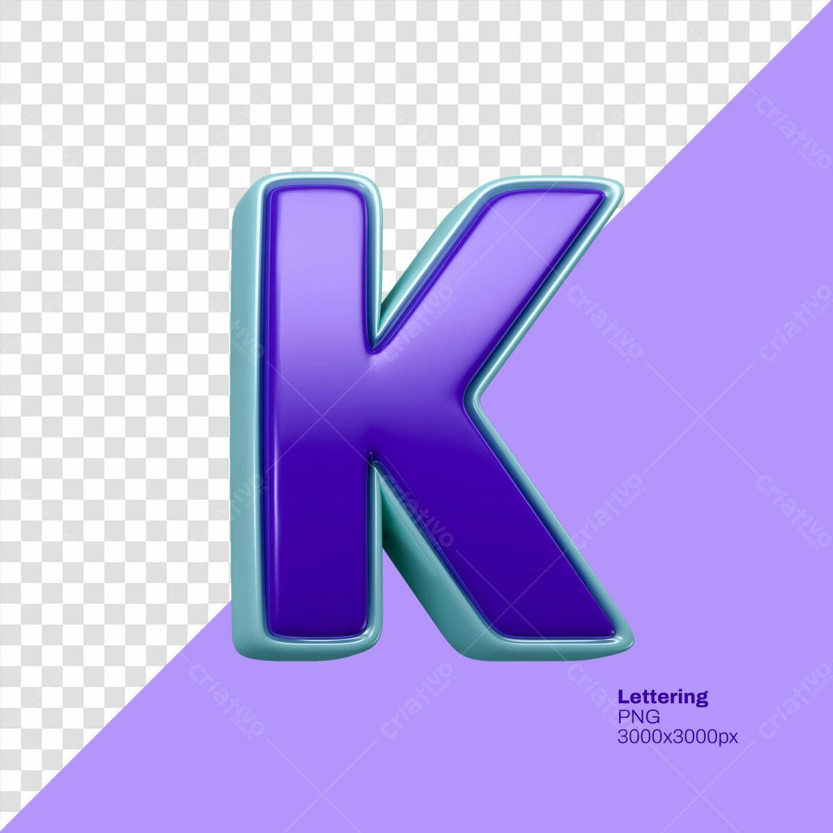 Letra K 3D em PSD Editável