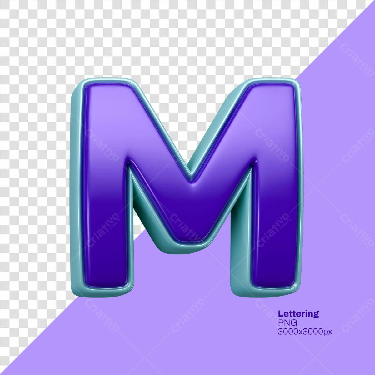 Letra M 3D em PSD Editável