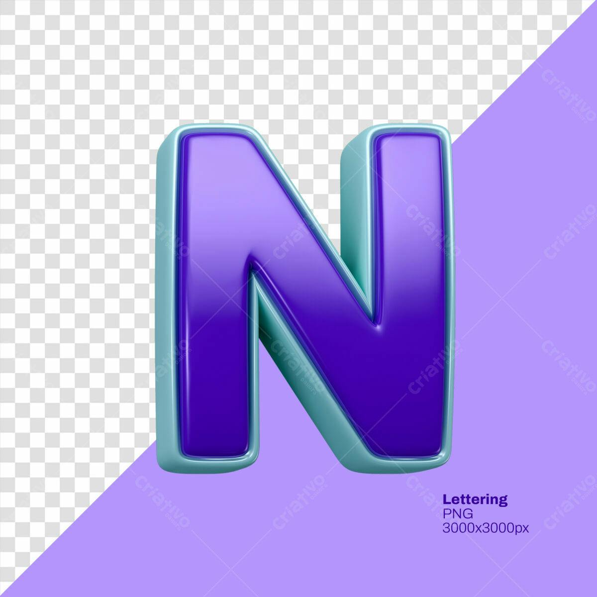 Letra N 3D em PSD Editável