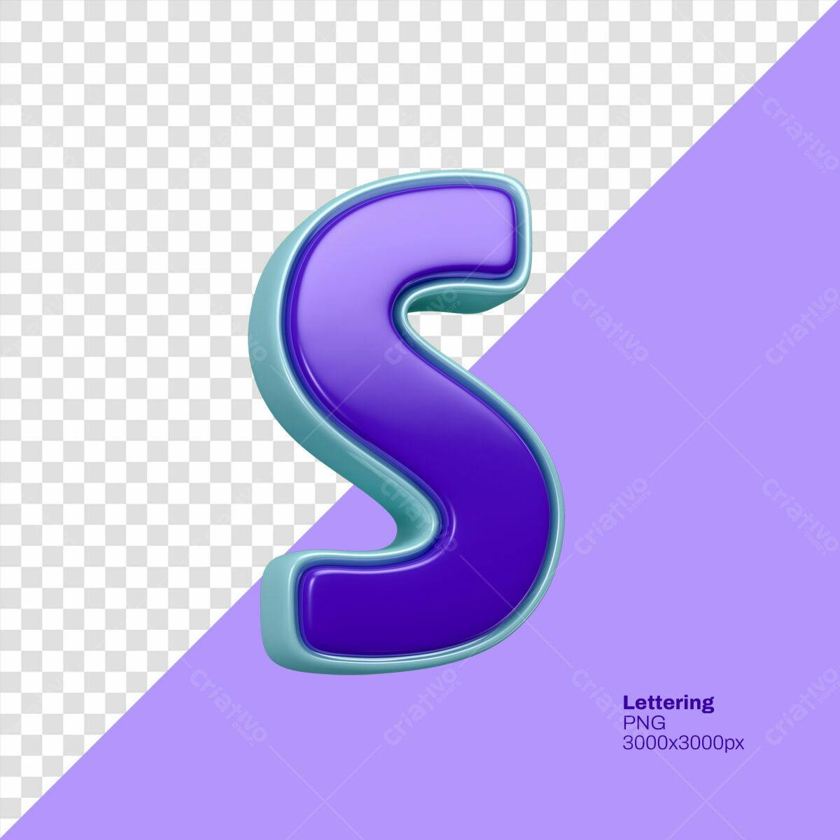 Letra S 3D em PSD Editável