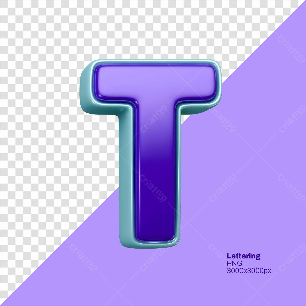 Letra T em 3D PSD Editável