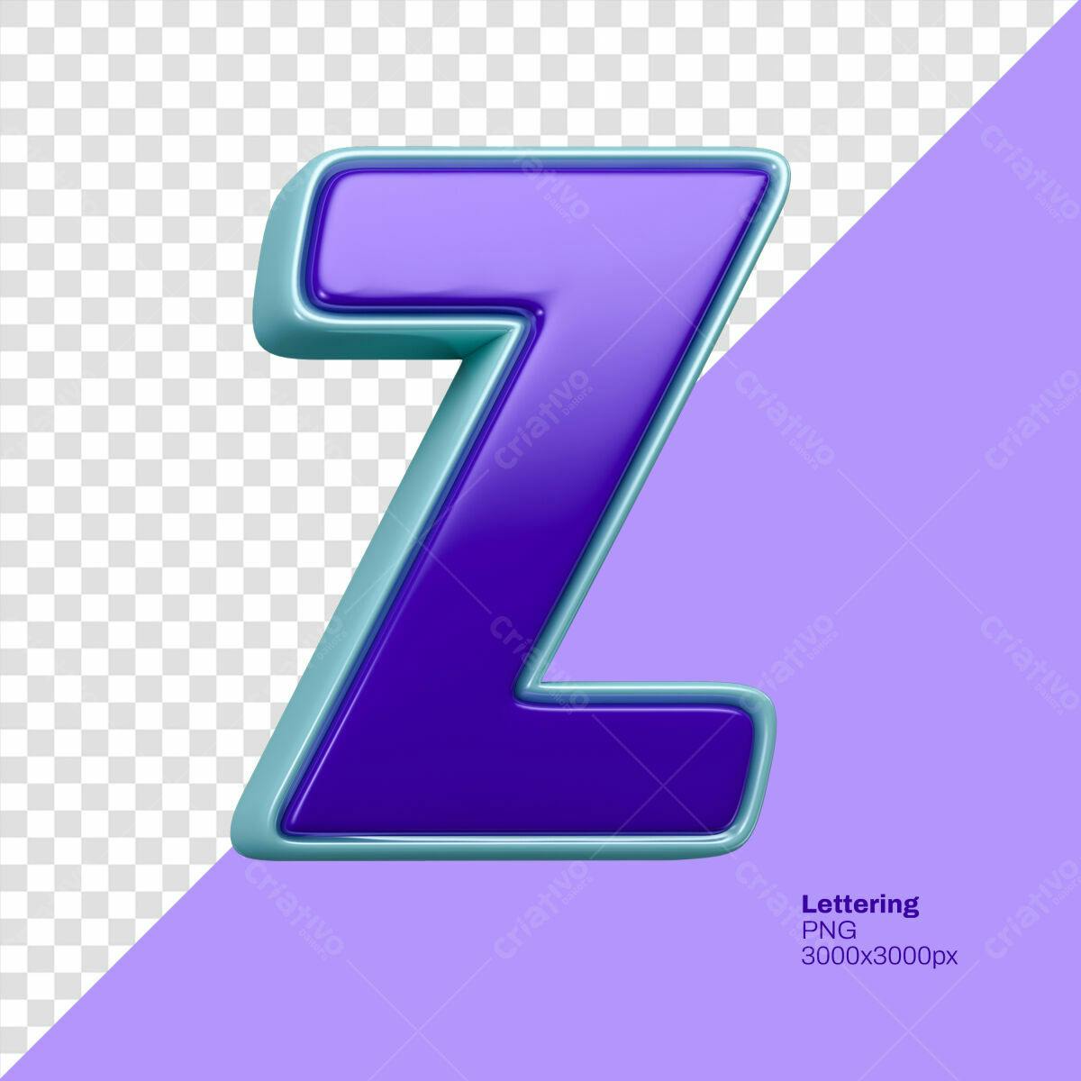 Letra Z em 3D PSD Editável
