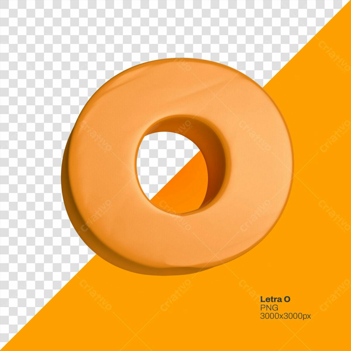 Letra O em 3D PSD Editável
