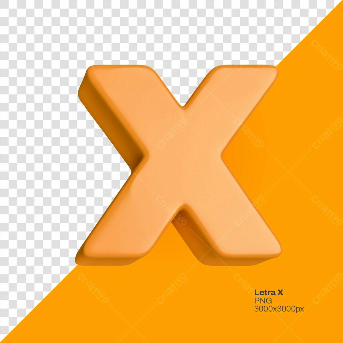 Letra X 3D PSD Editável
