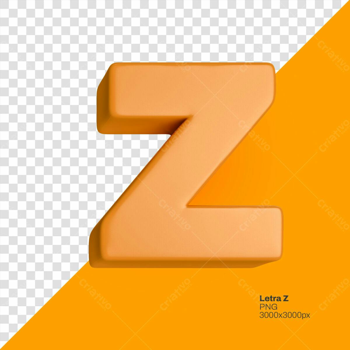 Letra Z em 3D Laranja PSD Editável