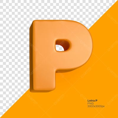 Lettering Alfabeto Laranja Render 3D