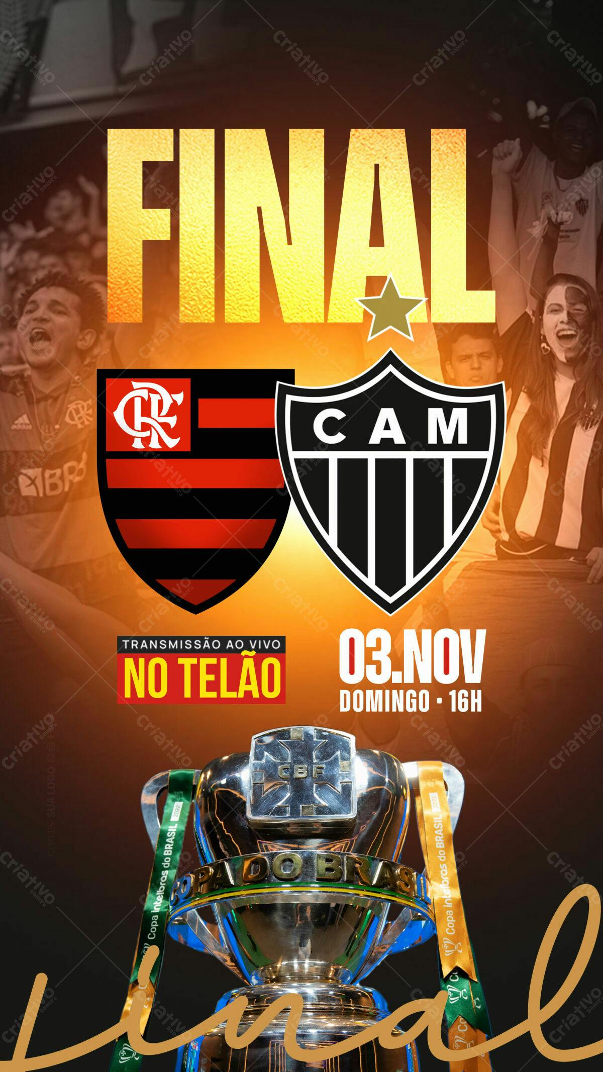 Flyer Final Flamengo x Corinthians PSD Editável