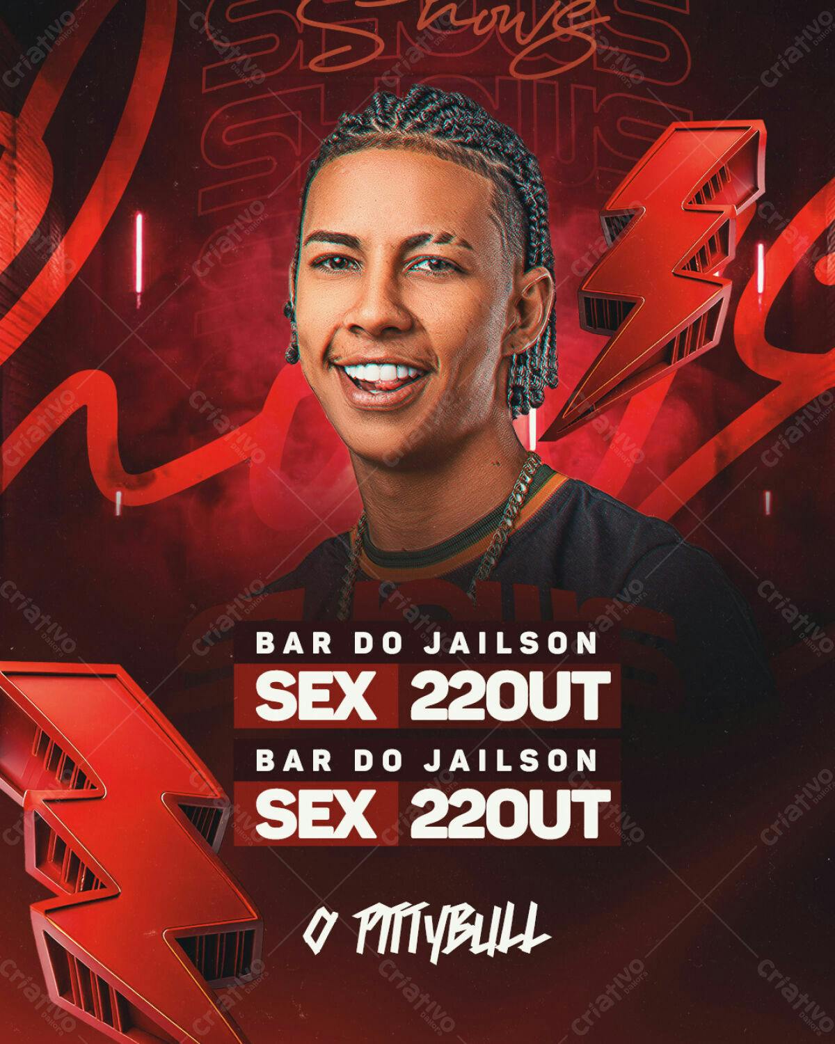 Flyer para Show do Pittybull no Bar do Jailson PSD Editável