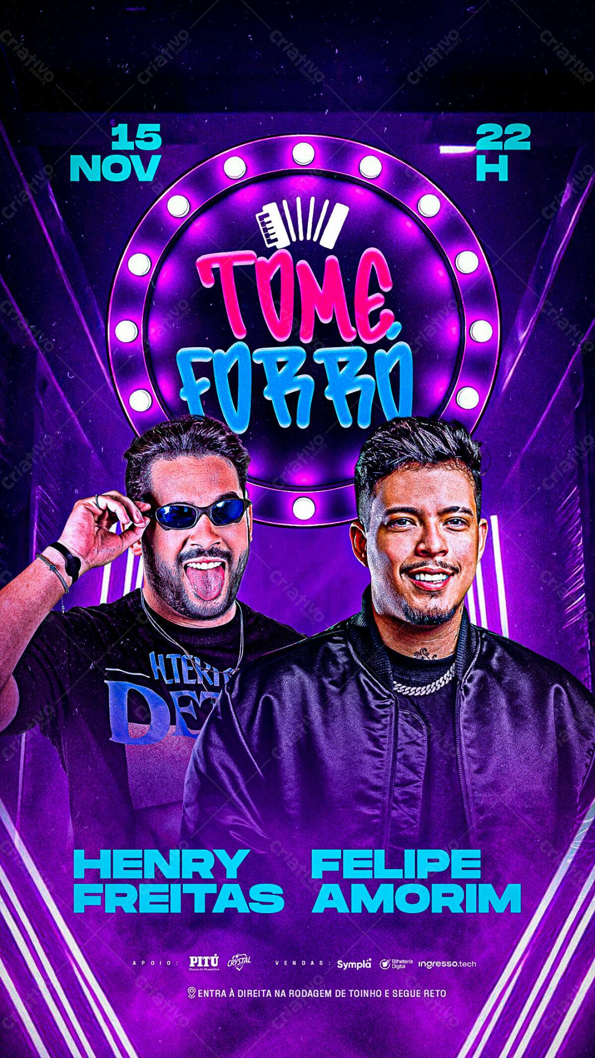 Flyer para Show Henry Freitas e Felipe Amorim PSD Editável