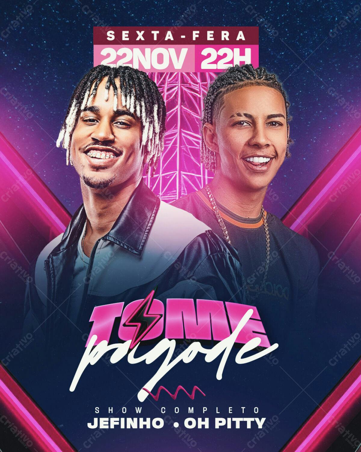 Flyer Festa Pagode com Jefinho e Oh Pitty PSD Editável