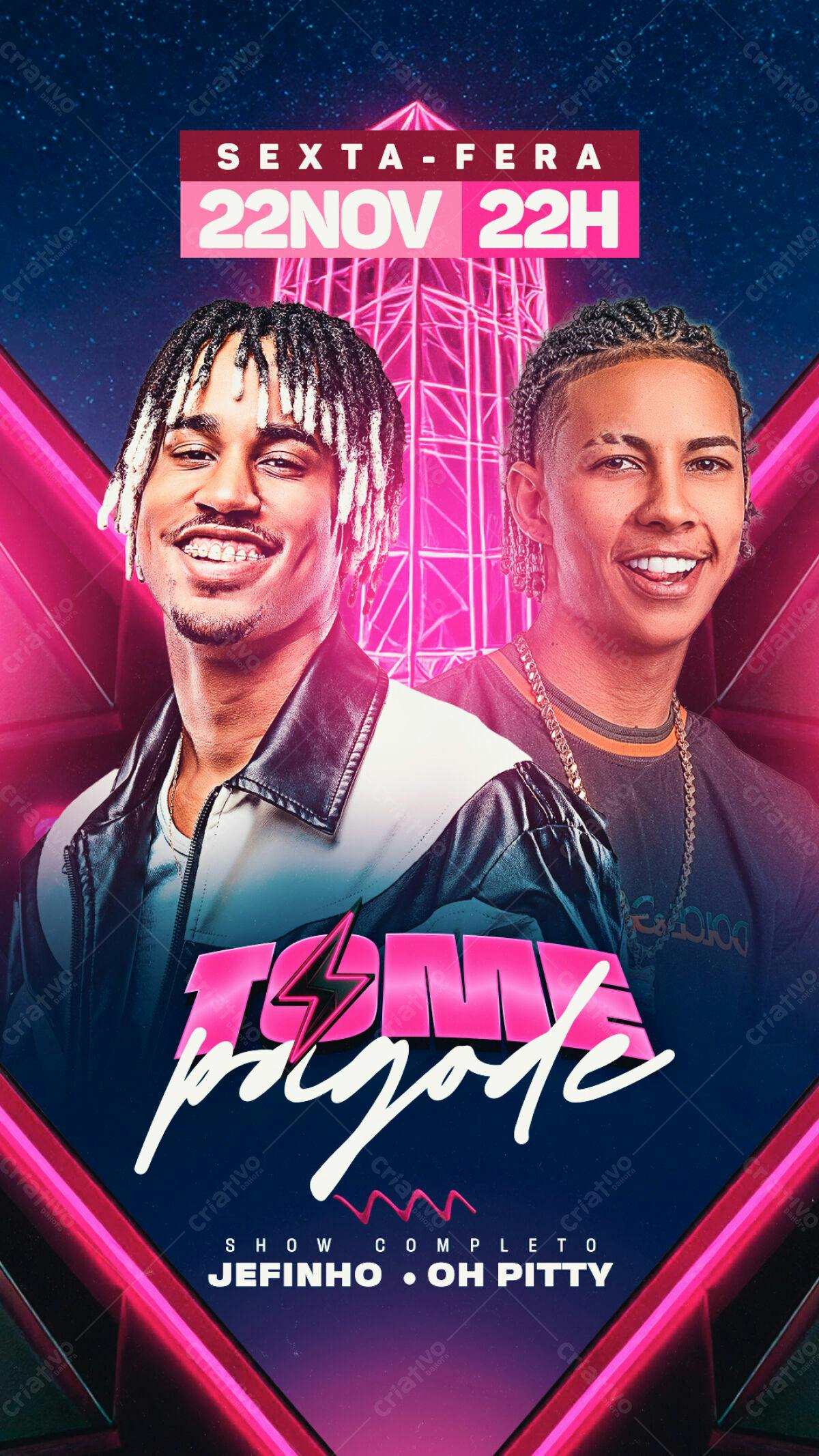 Flyer para Show de Pagode com Jefinho e Oh Pitty PSD Editável