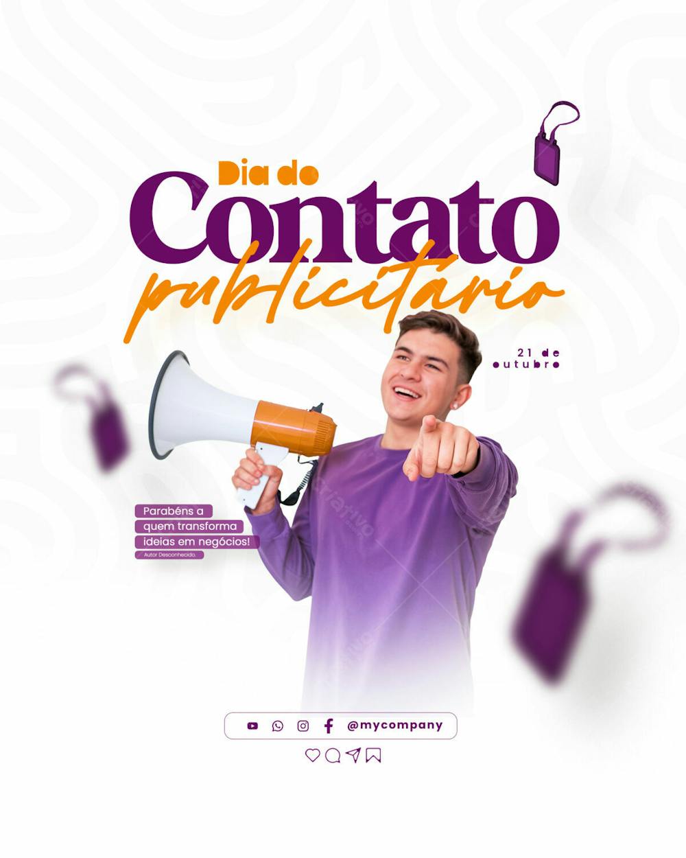 Dia Do Contato Publicitário 21 De Outubro Social Media Psd Editável