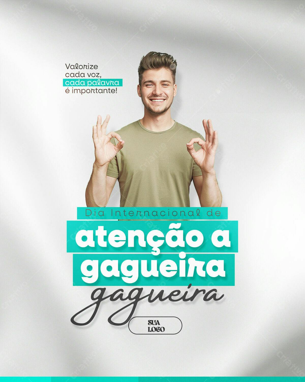 Flyer Dia Internacional da Atenção à Gagueira PSD Editável