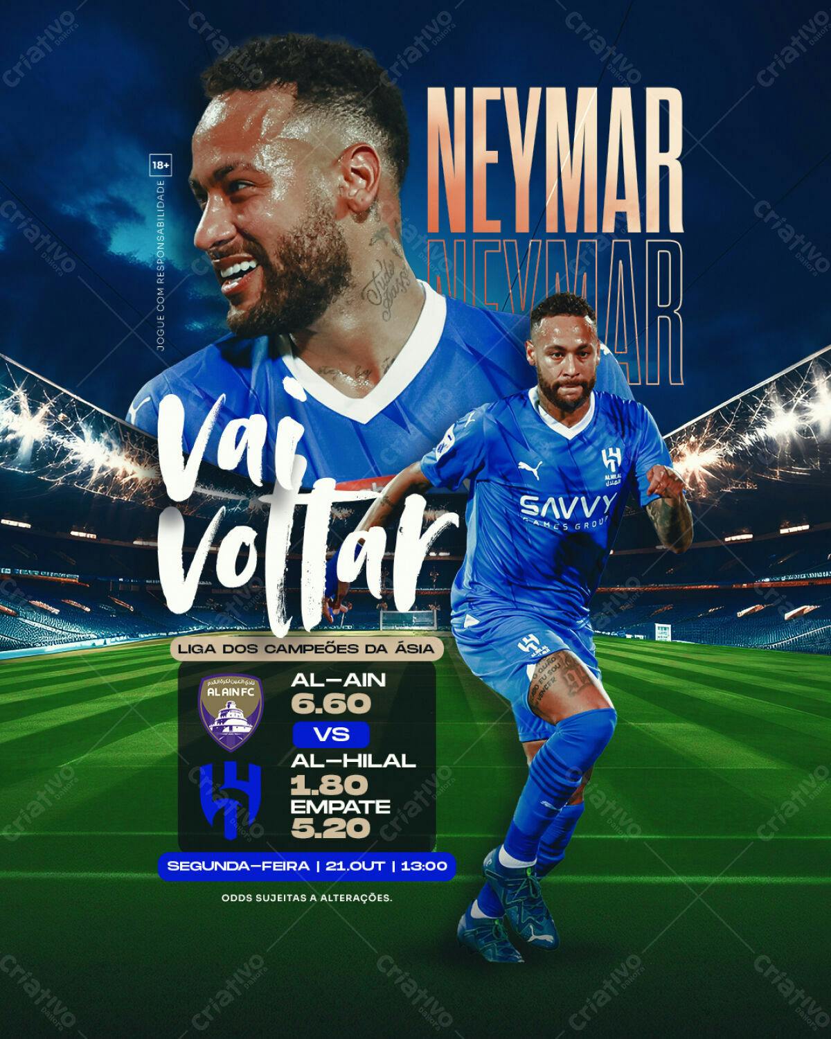 Flyer Neymar Liga dos Campeões da Ásia PSD Editável