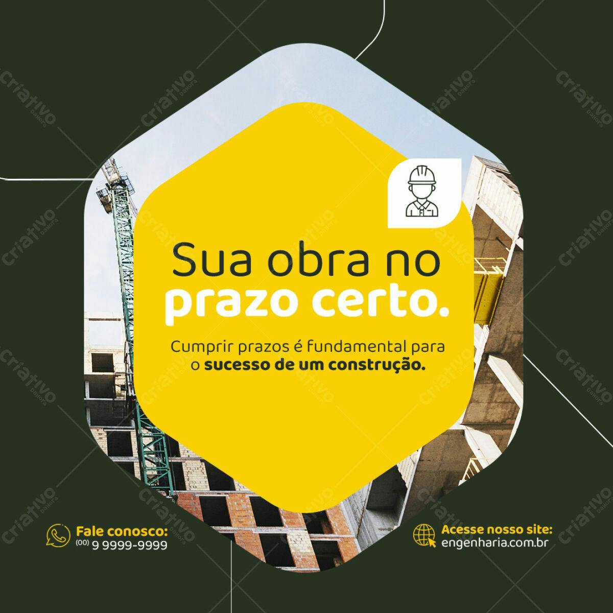Post para Construção Sua Obra no Prazo Certo PSD Editável