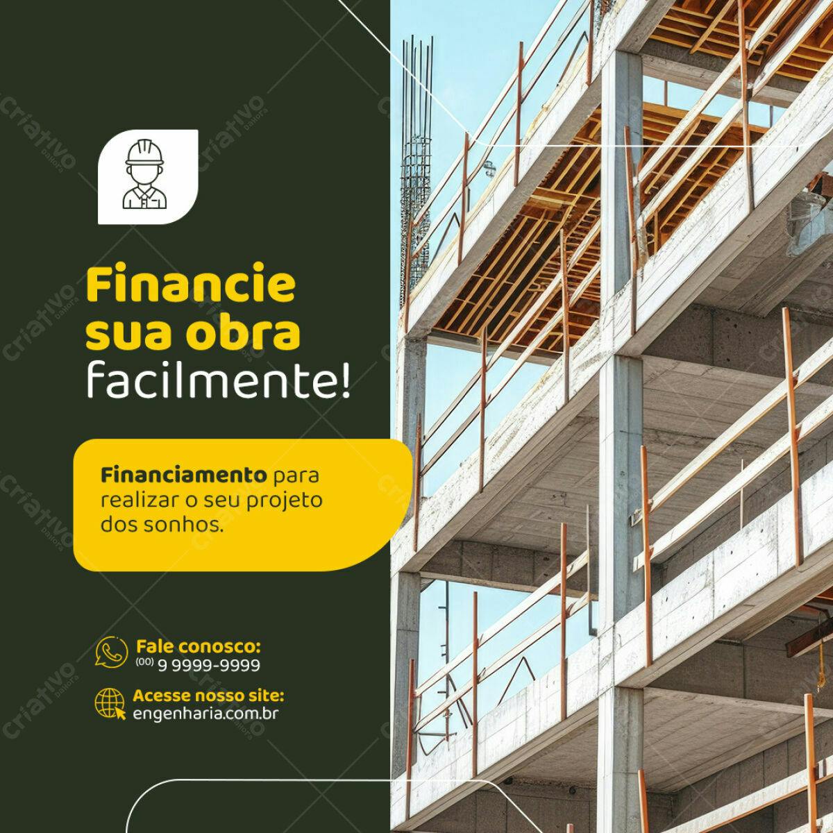 Post para Engenharia e Construção PSD Editável