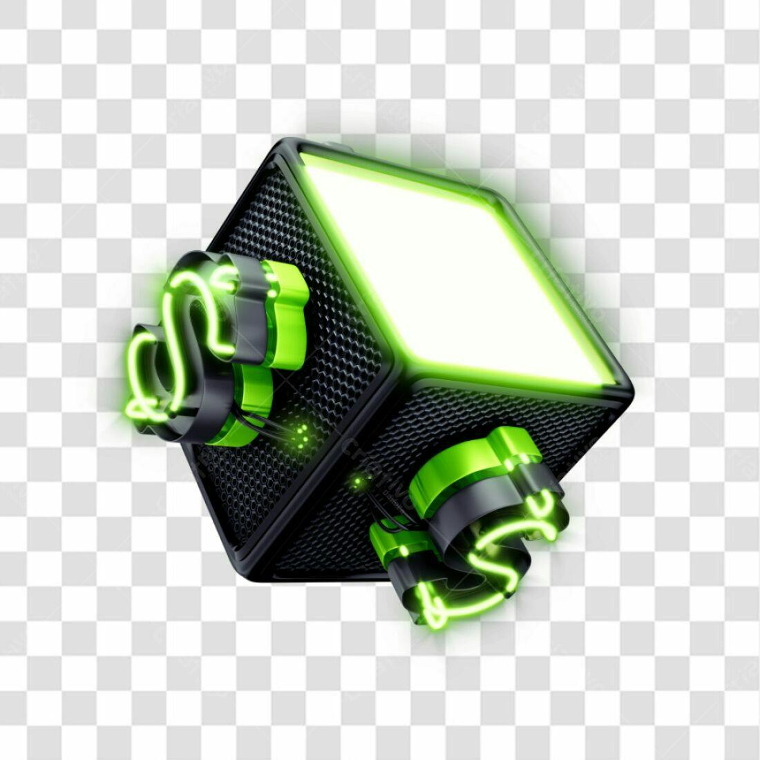 Icone Financeiro Cubo Verde e Preto PNG com fundo transparente