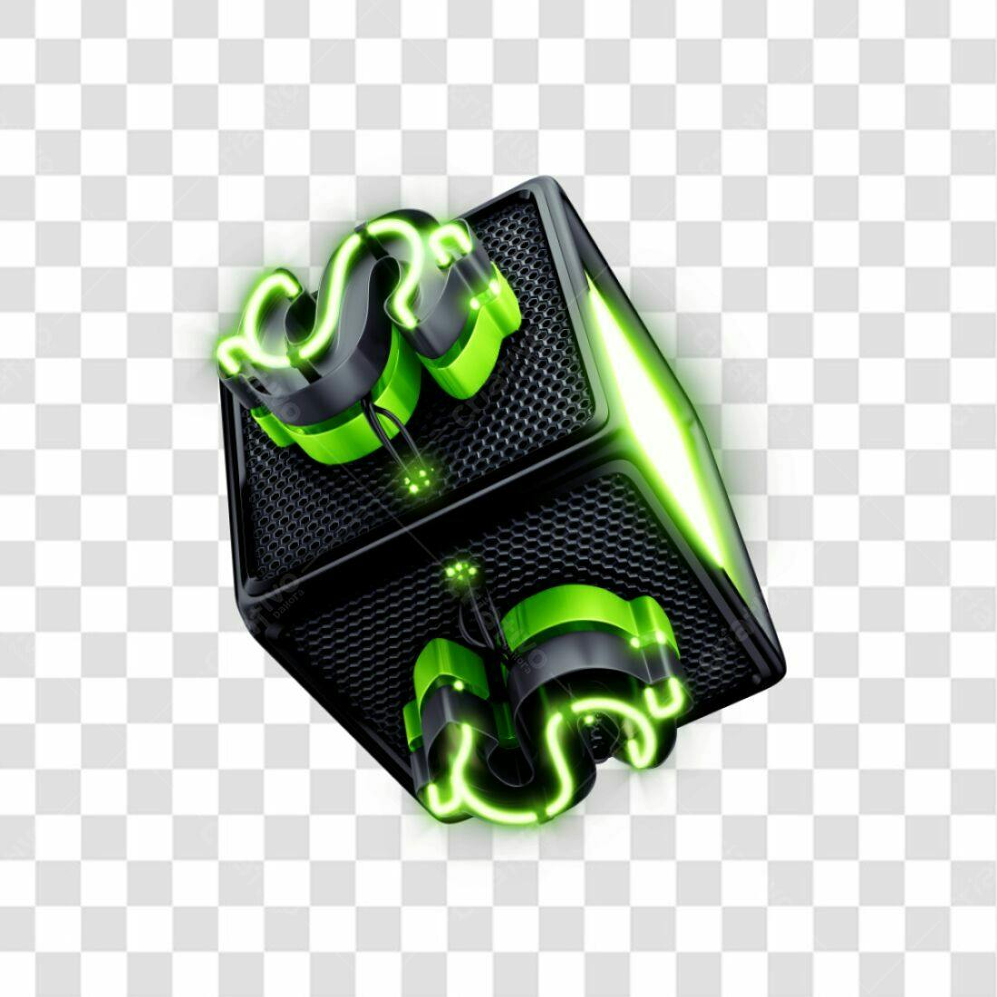 Icone Financeiro Cubo Verde e Preto PNG com fundo transparente
