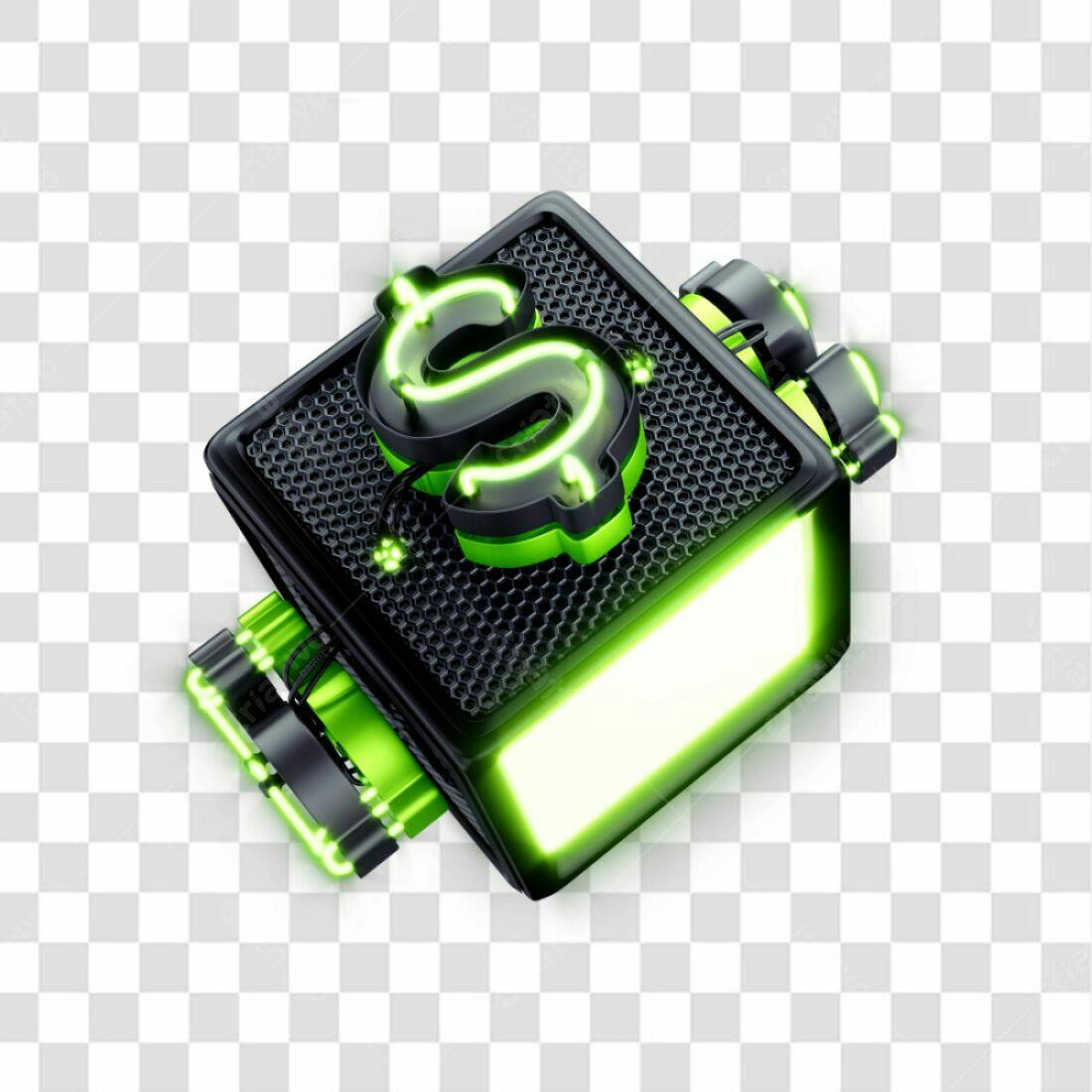 Icone Financeiro Dólar Verde Neon PNG com fundo transparente