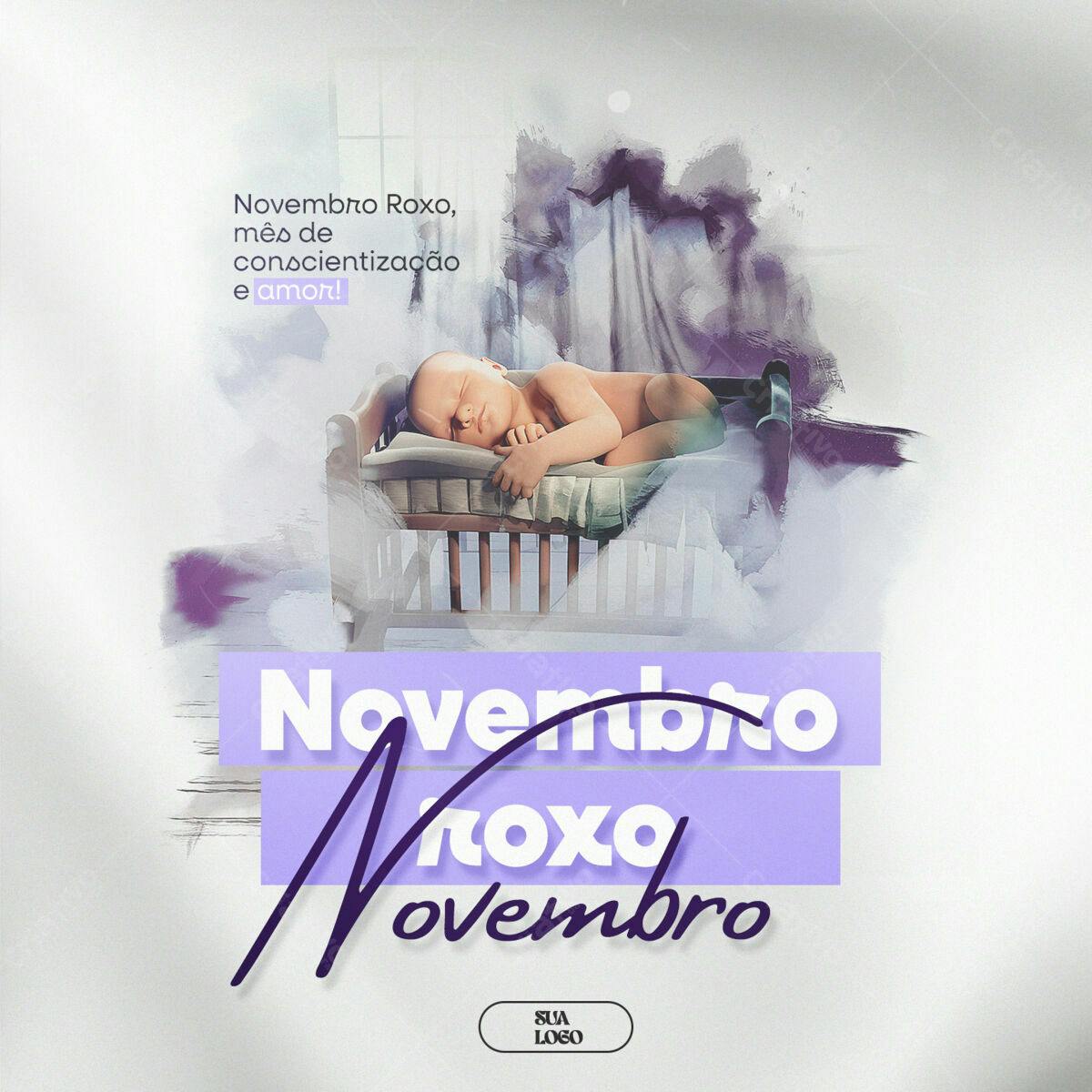 Flyer Novembro Roxo PSD Editável