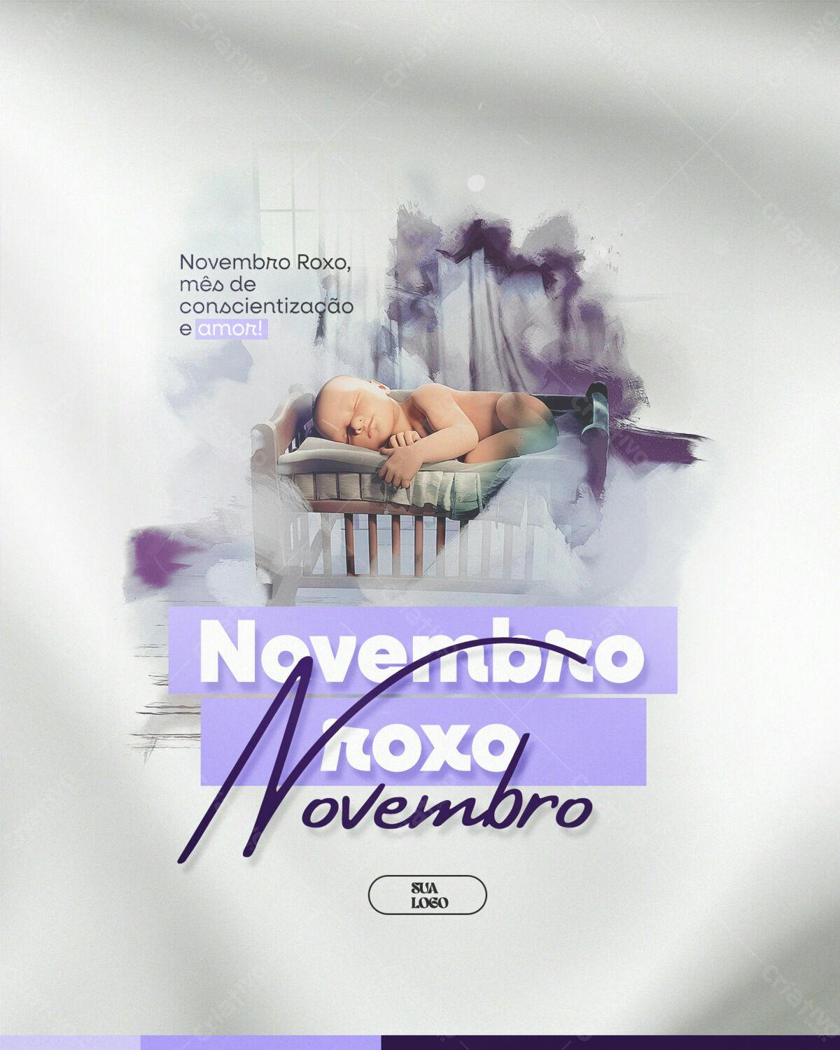 Post para Novembro Roxo PSD Editável
