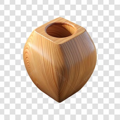 Vaso Decorativo De Madeira Elemento 3D Para Composição Png Ai