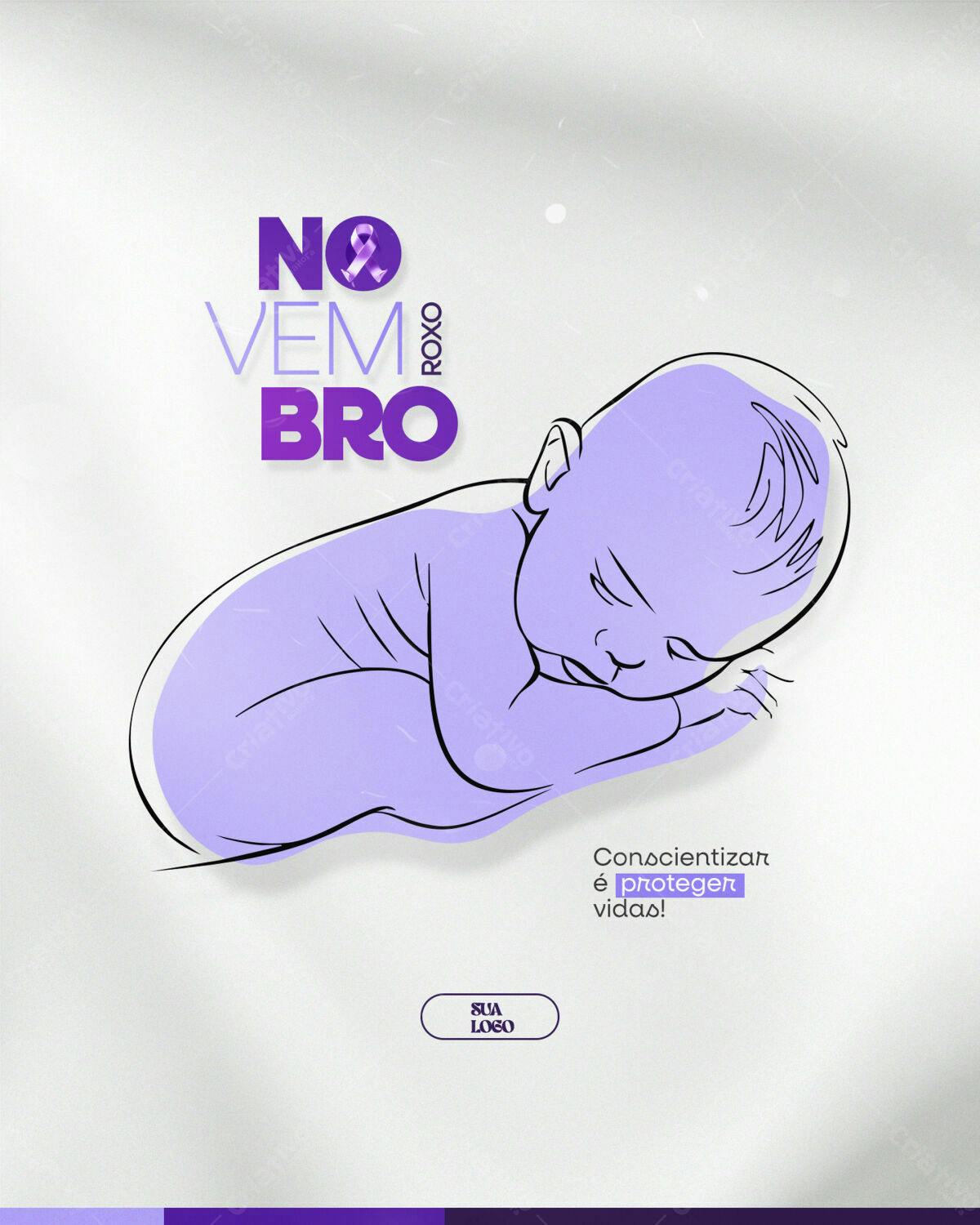Flyer Novembro Roxo PSD Editável