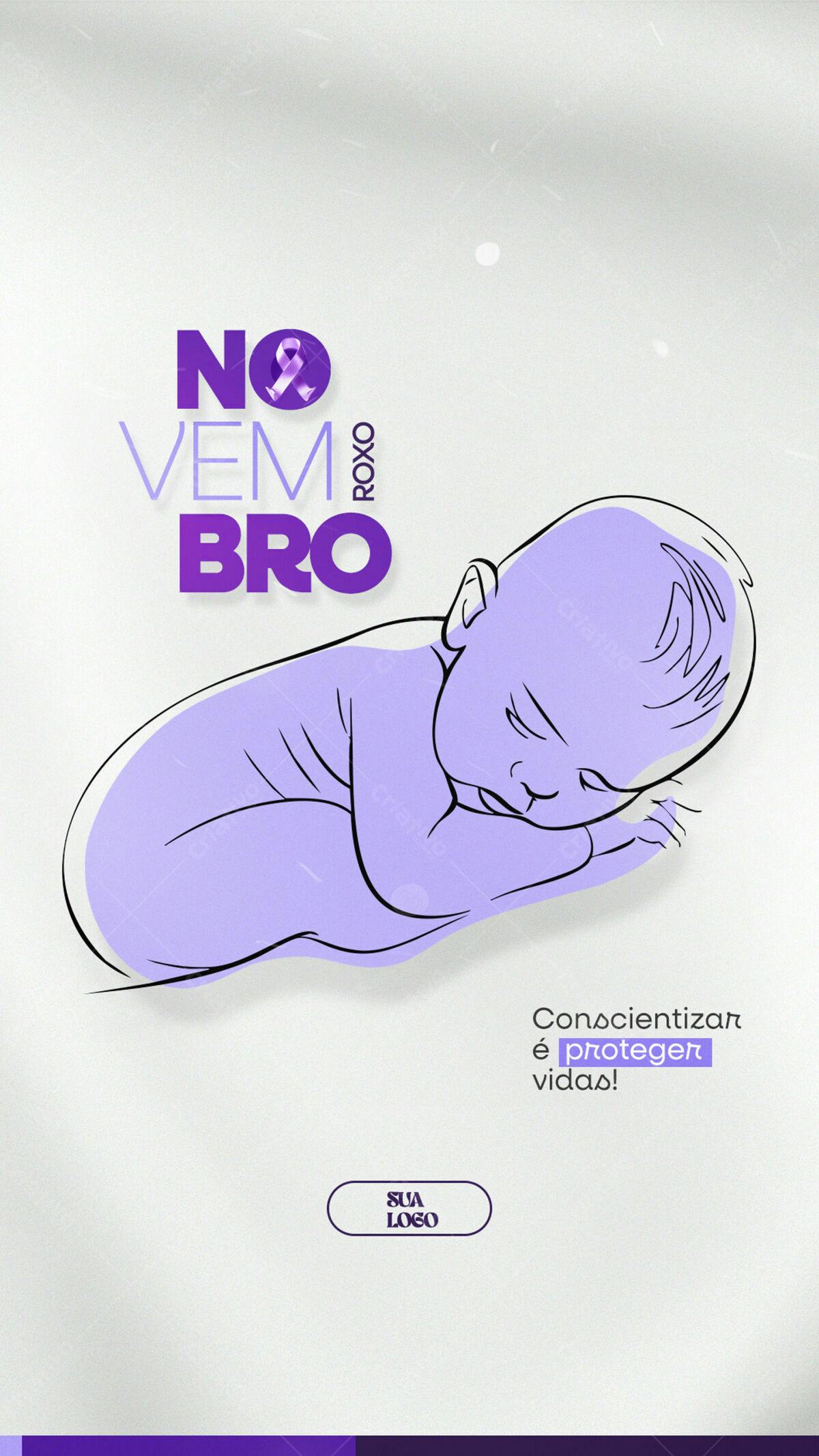 Flyer Novembro Roxo PSD Editável