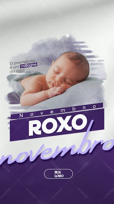 Novembro Roxo Mês Da Conscientização Da Prematuridade Social Media Psd Editável