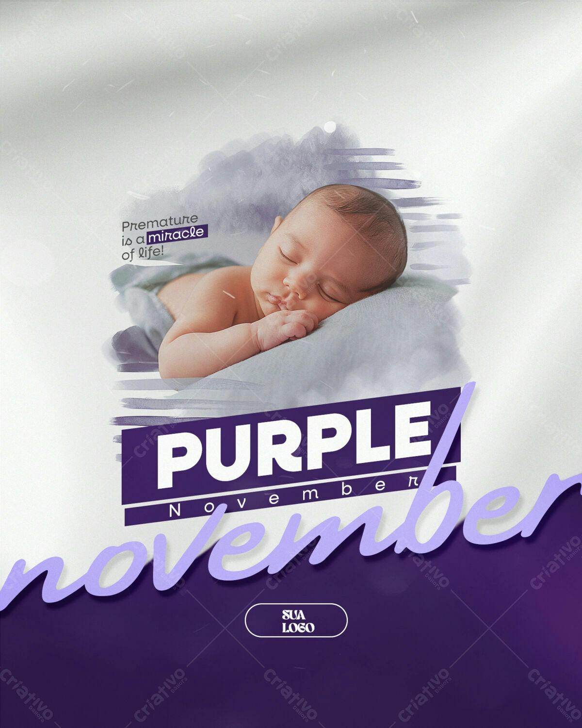 Flyer Novembro Roxo PSD Editável