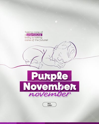 Purple November Prematurity Awareness Month Social Media Editable Psd