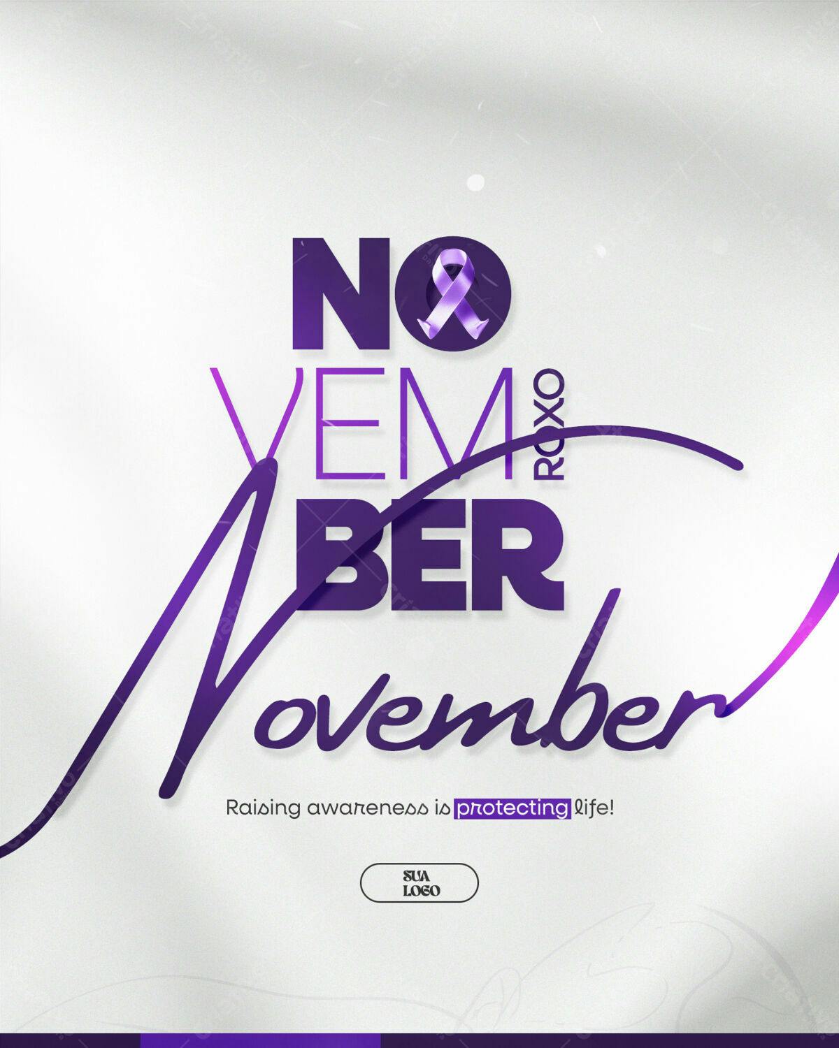 Flyer Novembro Roxo PSD Editável