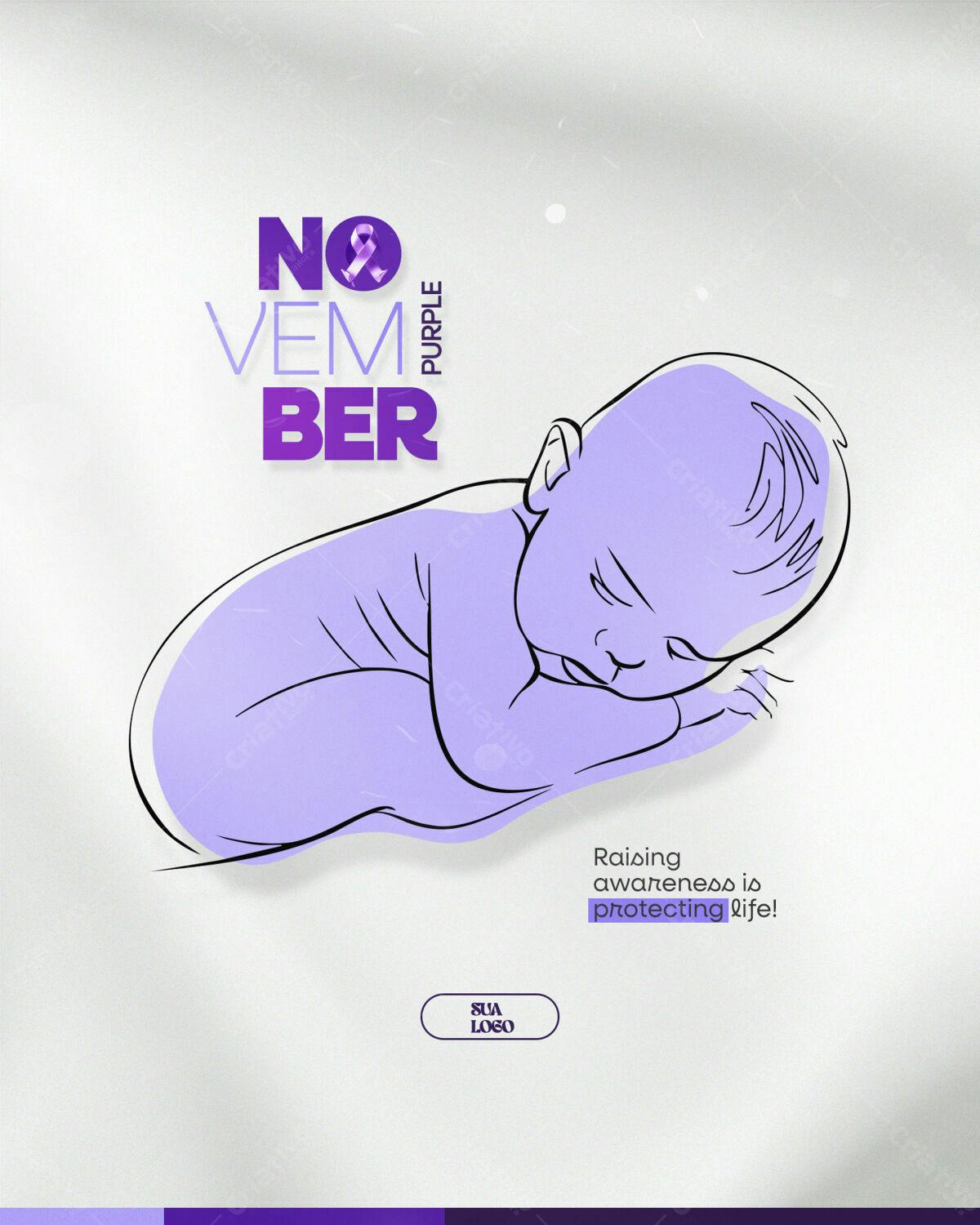 Flyer Novembro Roxo PSD Editável