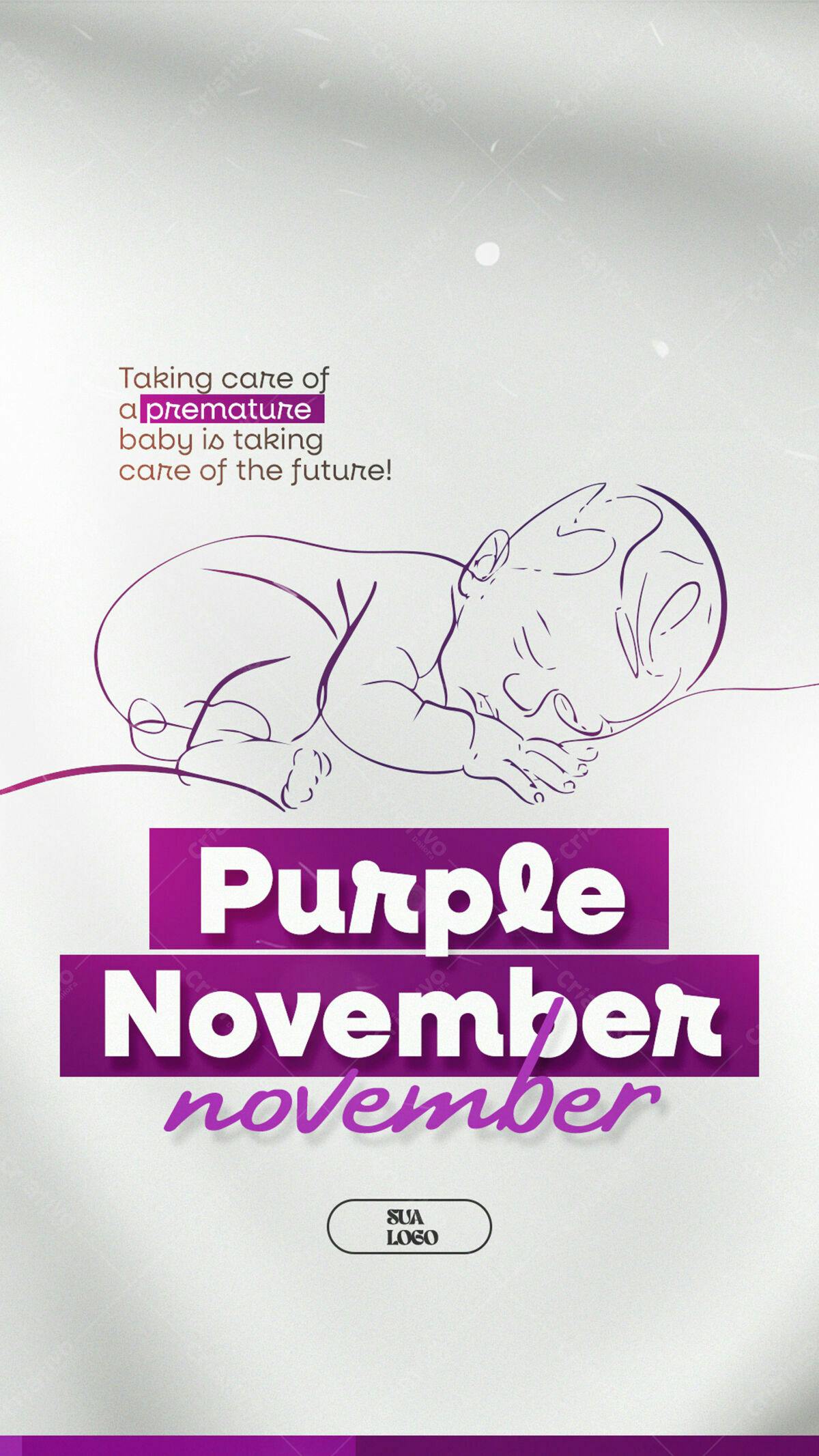 Flyer Novembro Roxo PSD Editável