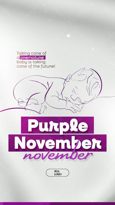 Purple November Prematurity Awareness Month Social Media Editable Psd