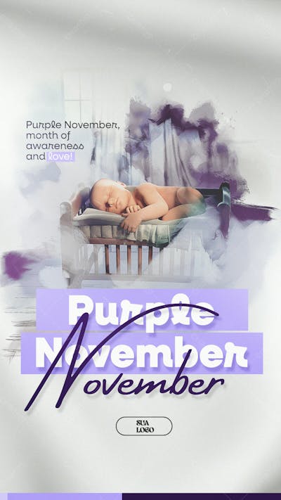 Purple November Prematurity Awareness Month Social Media Editable Psd